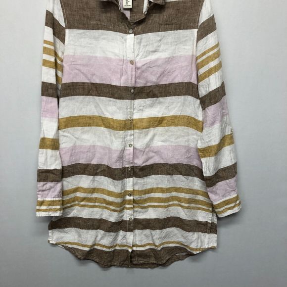 Rachel Zoe Women 100% Linen Button Up Tunic Shirt Top Blouse Size Medium B207 -9 - Picture 10 of 13